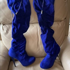 Sexy blue thigh high boots size 6